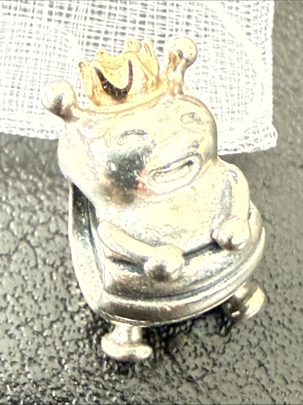 Pandora Silver Queen Bee Charm with Gold Crown-Two Toned